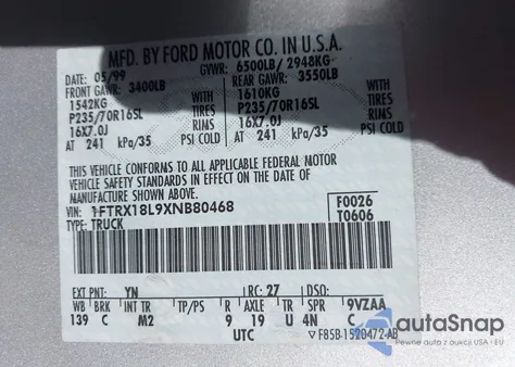 1999 Ford F-150 Lariat/Xl/Xlt из США, поврежденный, VIN 1FTRX18L9XNB80468